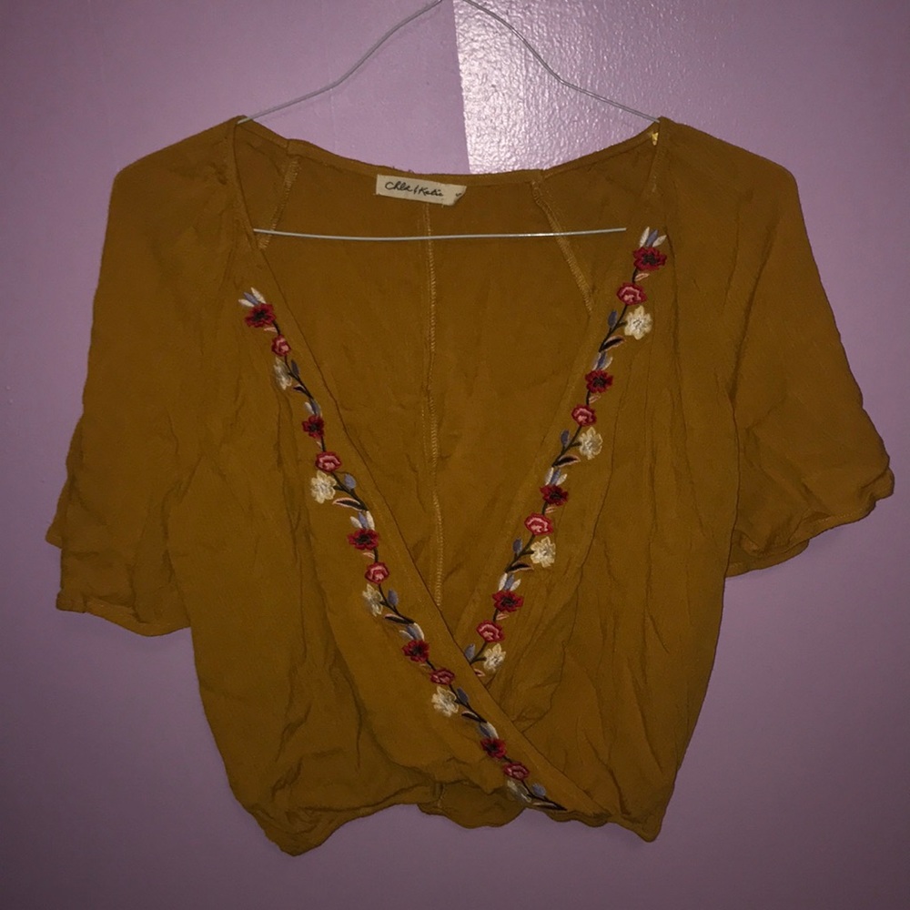 Deep plunge blouse